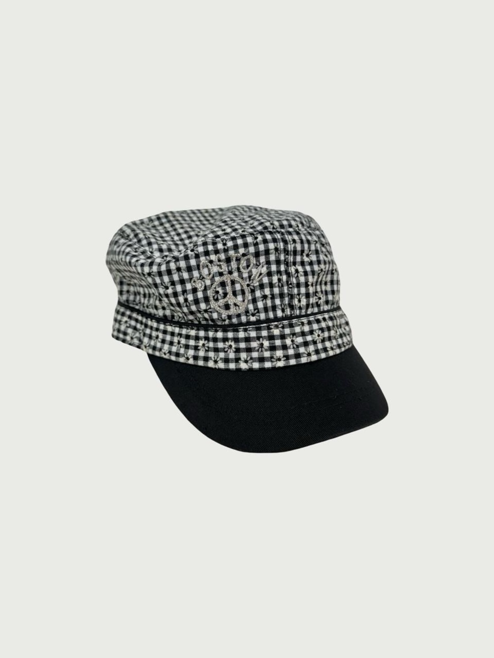 Gingham Military Style Cap